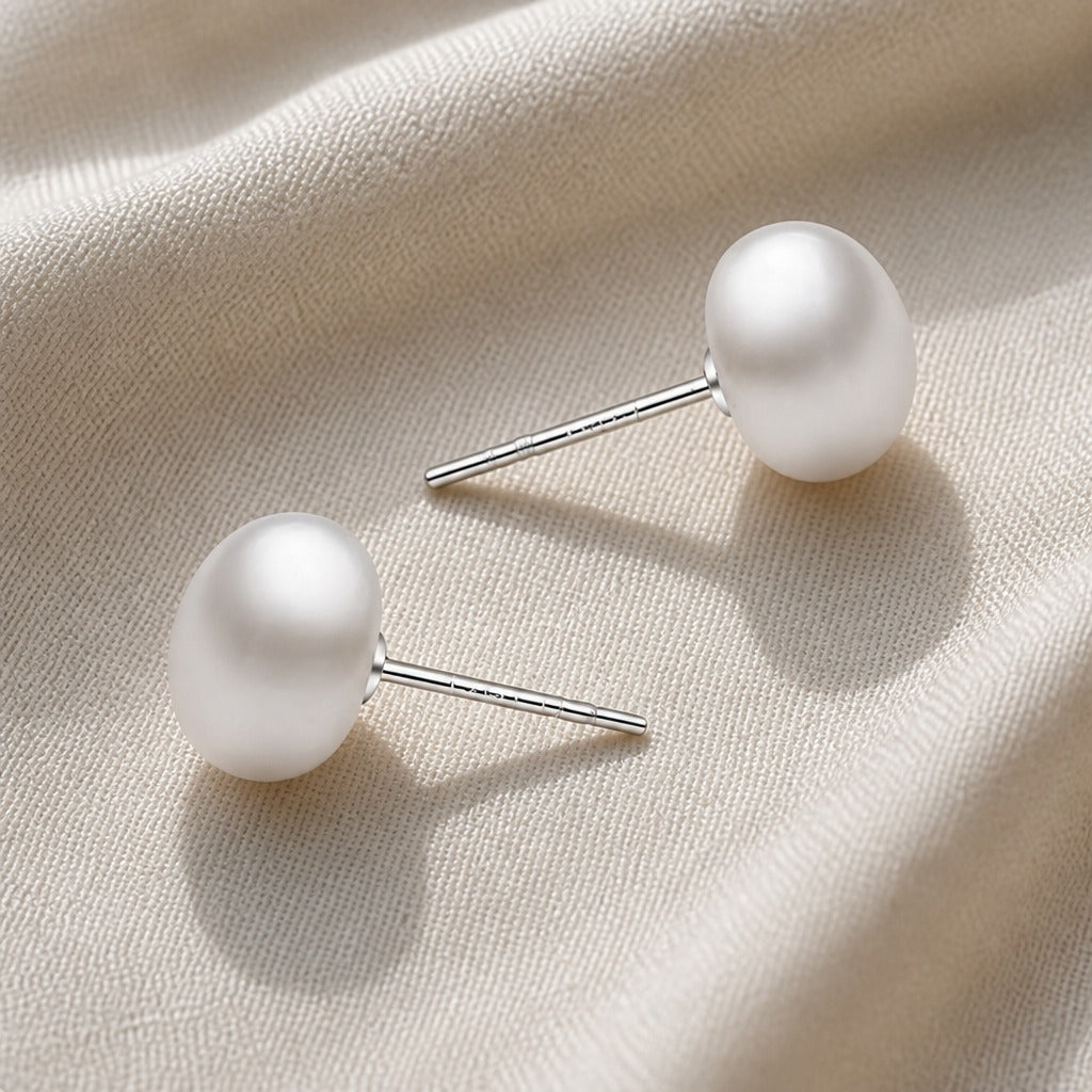Baroque Freshwater Pearl Stud Earrings with Gold-Plated Silver Posts — view 2