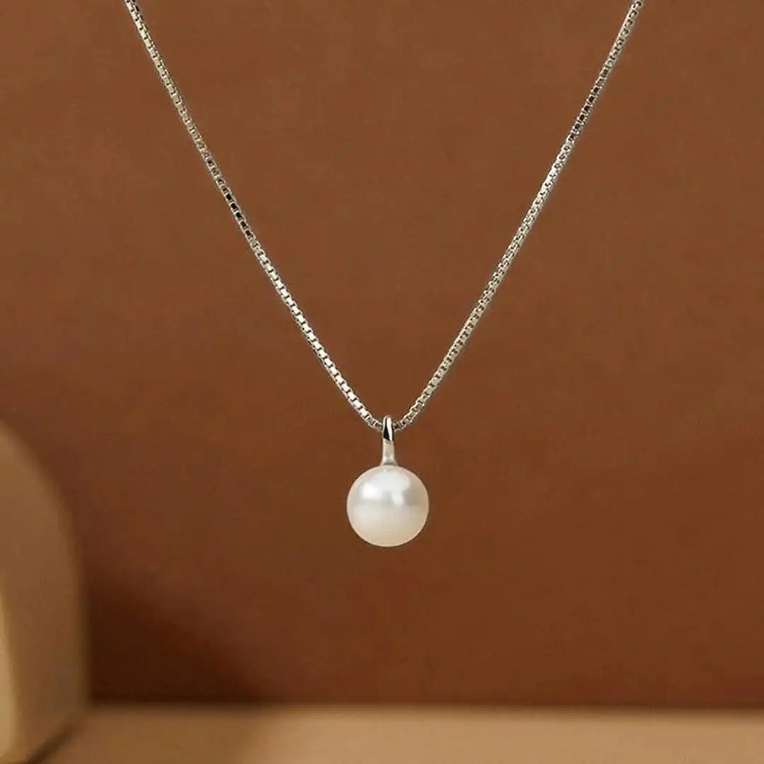 Pearl Pendant Necklace with Delicate Gold-Tone Box Chain