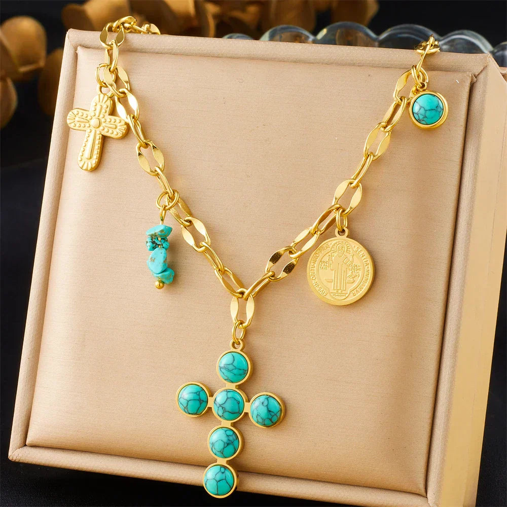 Exclusive Turquoise Cross Necklace