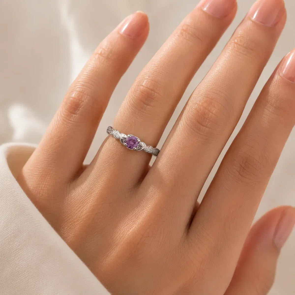 Purple Stone Jewelry Set - Silver-Tone Ring, Heart Necklace and Tennis Bracelet - 3 Pieces