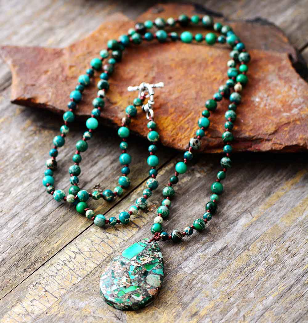 Imperial Jasper Moss Stone Necklace