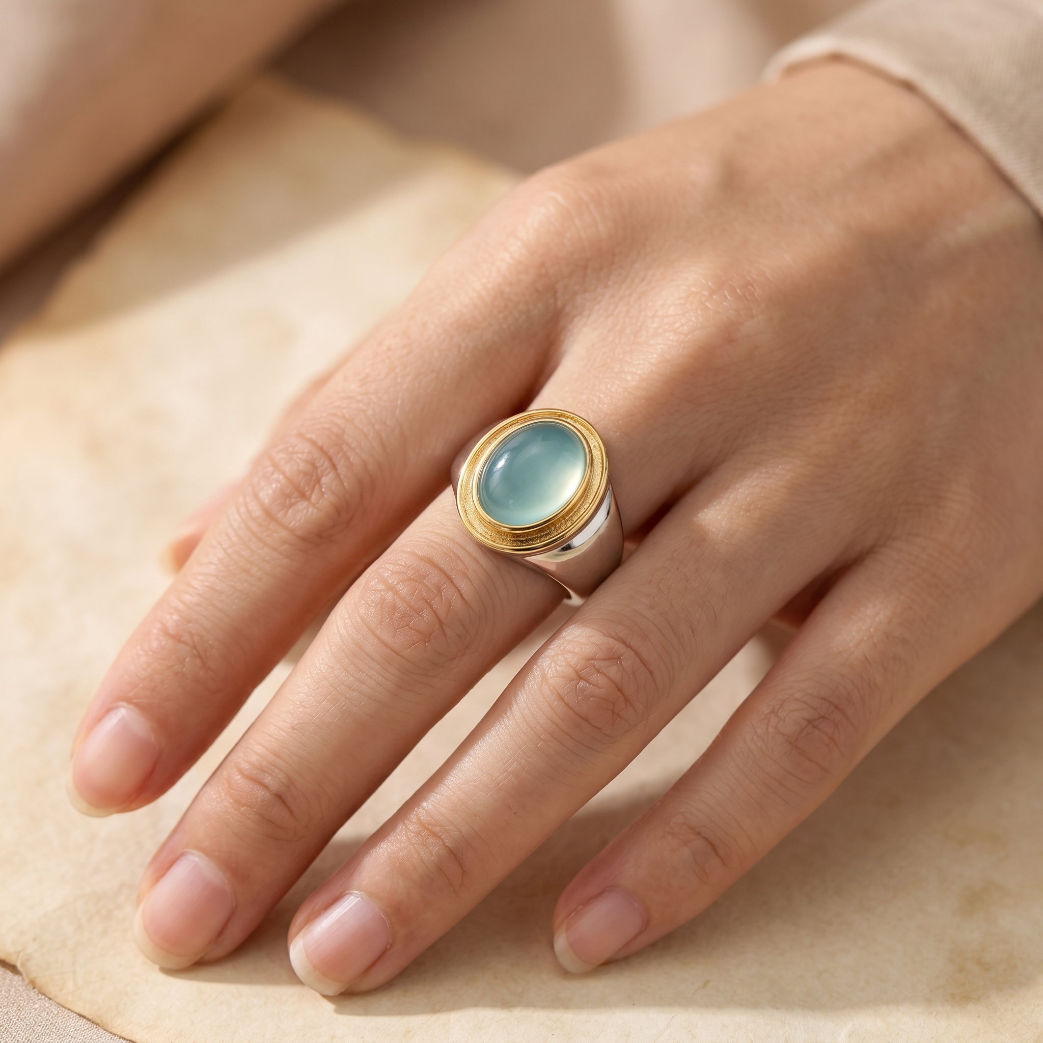 Gabi - Vintage Green Moonstone Ring