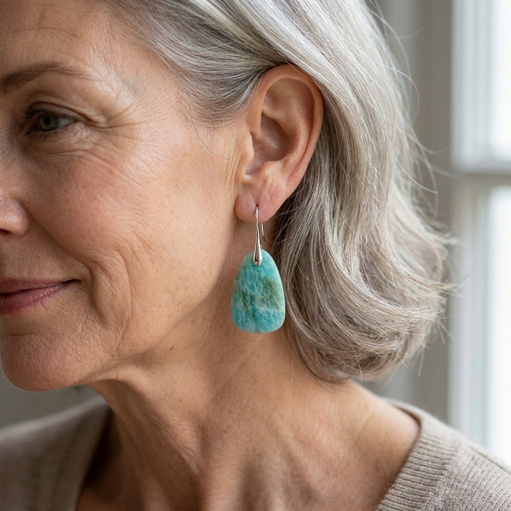 antique turquoise stone earrings — lifestyle