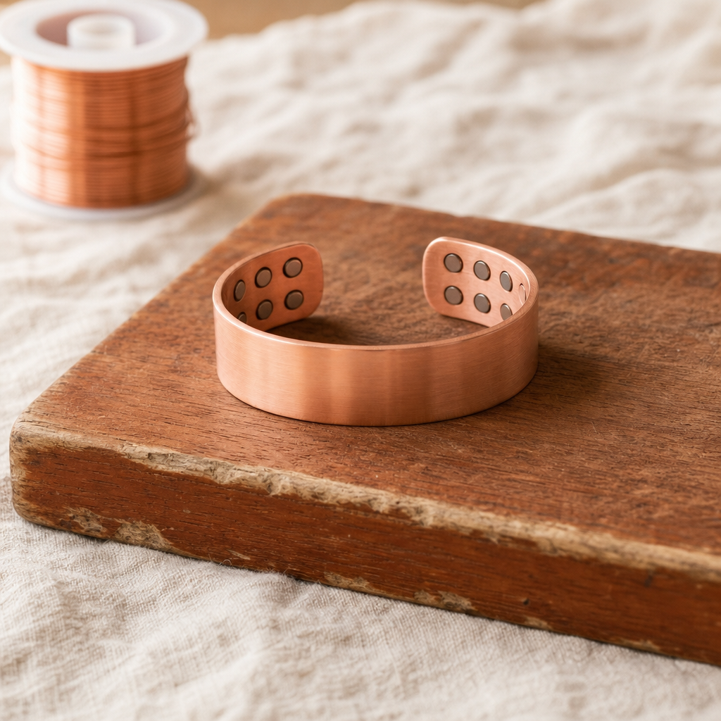 Copper Cuff Bracelet Perforated Open Design — Handcrafted Pure Copper Bracelet — main image