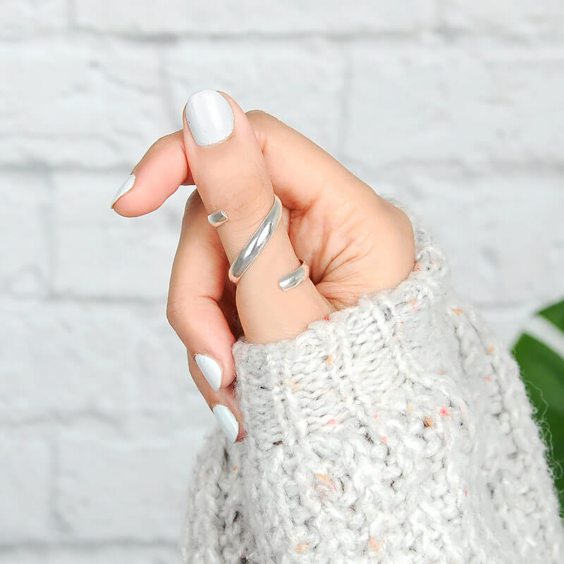 Spiral Wrap Ring in Sterling Silver, Adjustable Thumb & Knuckle Ring