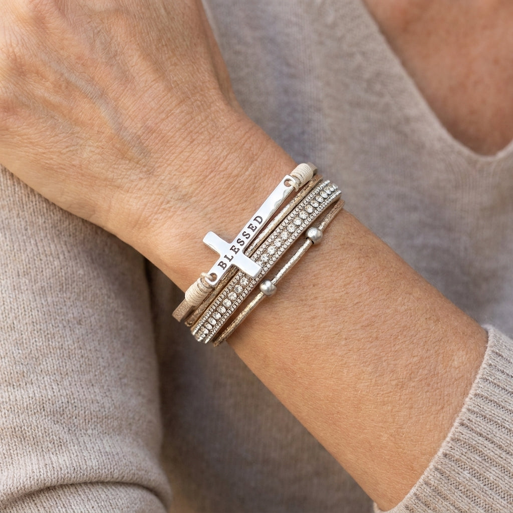 bohemian cowboy chic cross bracelet western jewelry for women christian bracelets religious bracelets — lifestyle