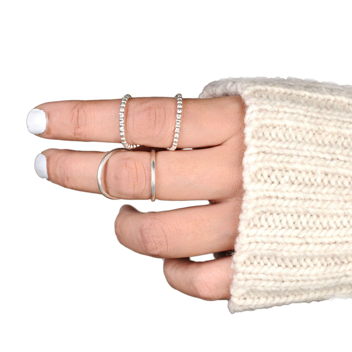 Wavy Open Band Sterling Silver Splint Ring for Knuckle or Thumb