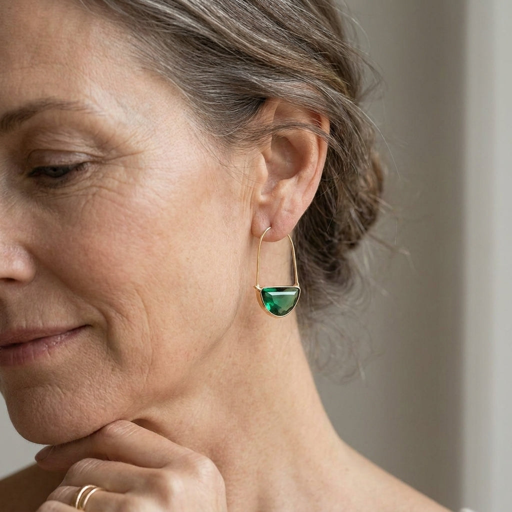 bohemian style earrings bold and unique minimalist semi circular transparent earrings fashionable geometric drop earrings — lifestyle