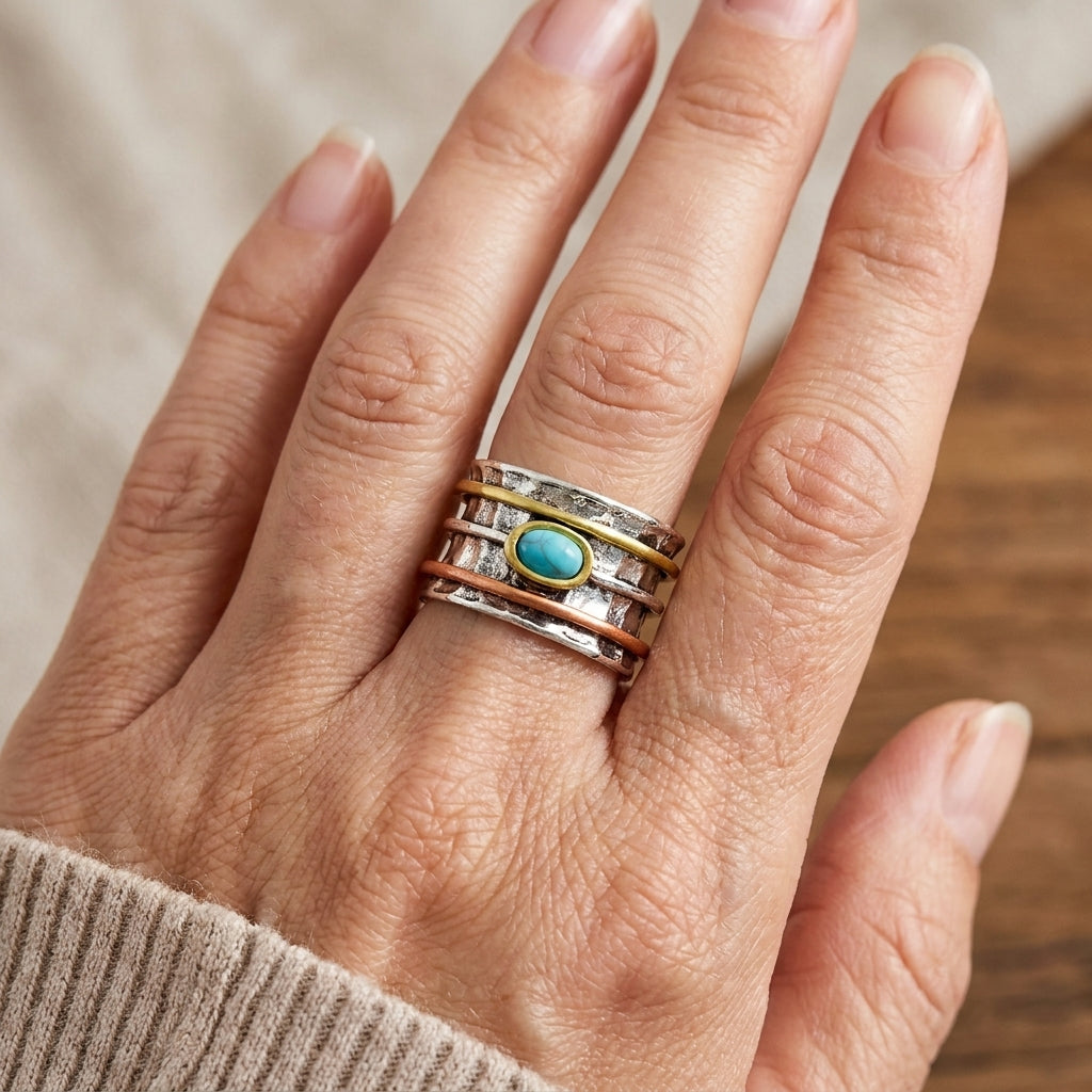bohemian turquoise rings for men and women vintage finger rings stylish jewelry accessories for parties and weddings — lifestyle