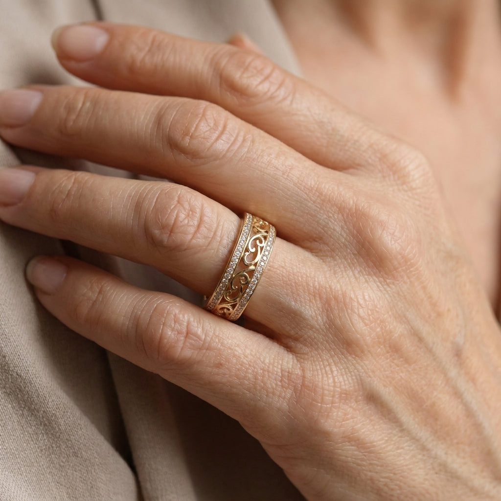 bright hollow gold ring — lifestyle