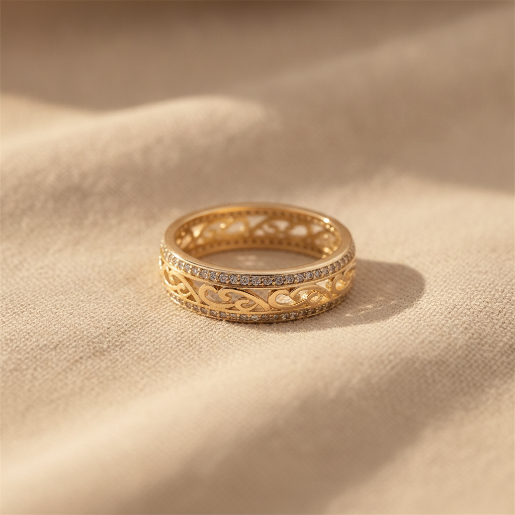 bright hollow gold ring — studio