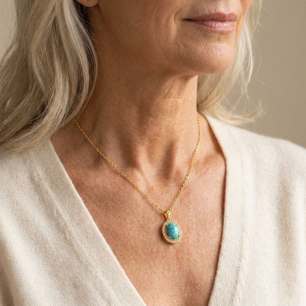 calysse azure bloom necklace gold — lifestyle
