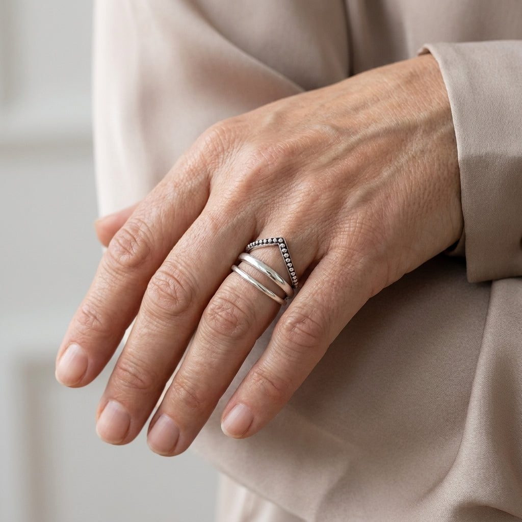 chevron sterling silver ring great for thumb asr9019 — lifestyle