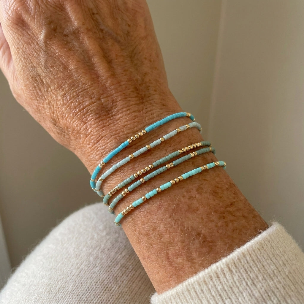 chic bohemian turquoise beaded bracelet set — lifestyle