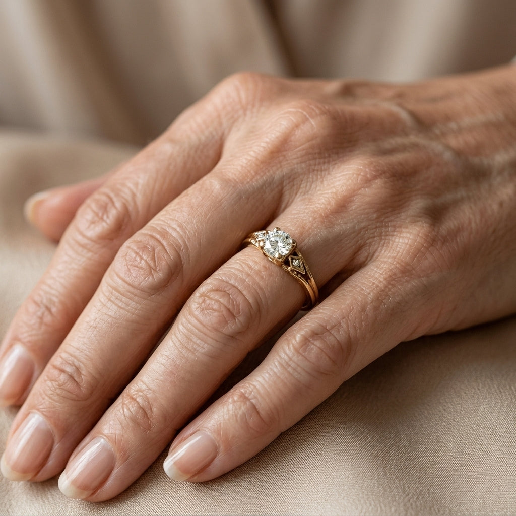 classic vintage gold zirconia ring 1 — lifestyle