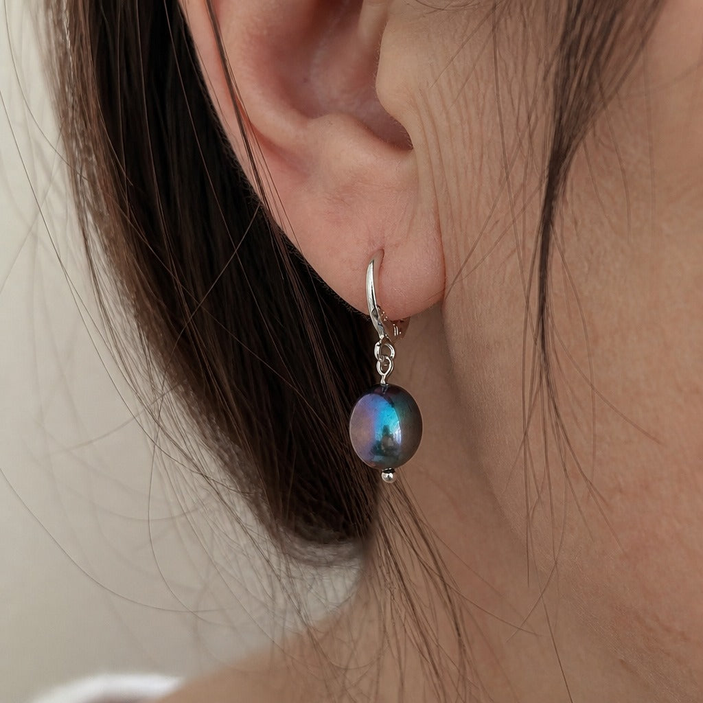 Baroque Freshwater Pearl Drop Earrings with Lever-Back Hoop — main image