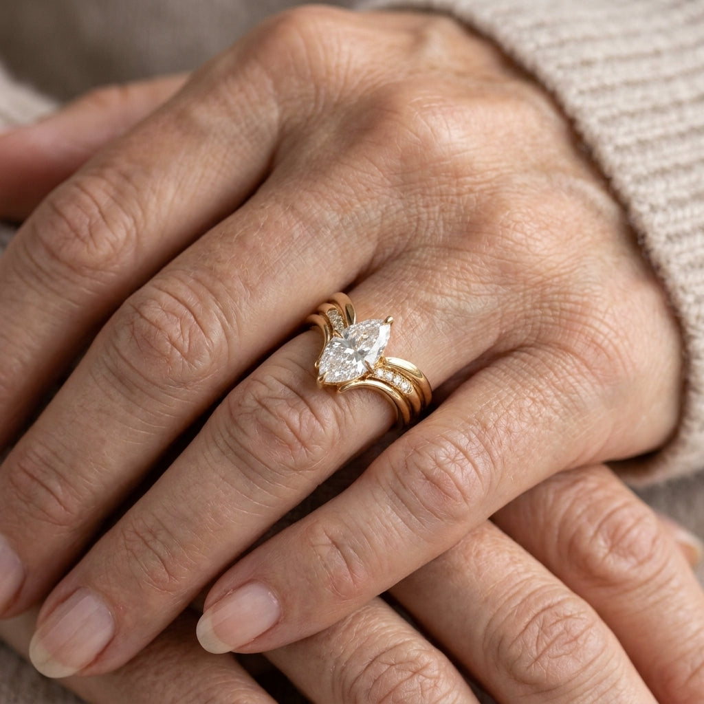 elegant gold crown ring — lifestyle