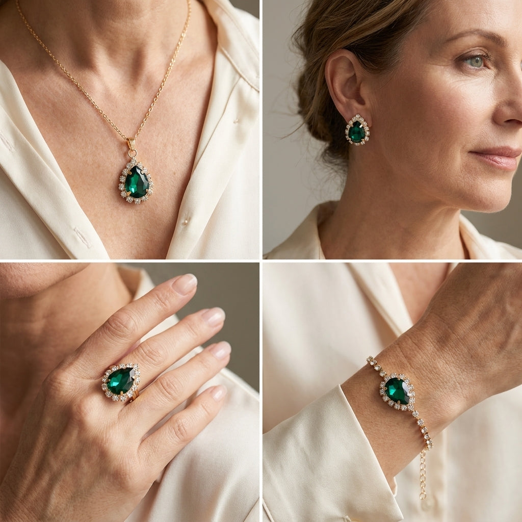 elisandre vermont jewelry set gold — lifestyle