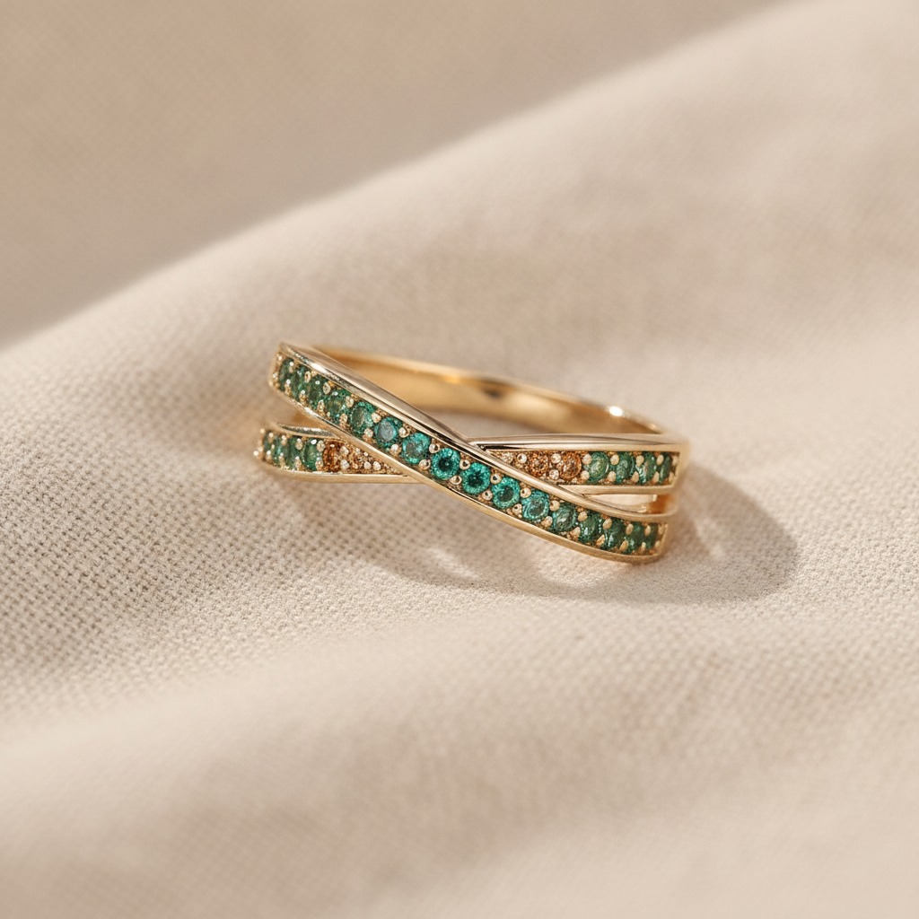 emerald flow ring gold — studio
