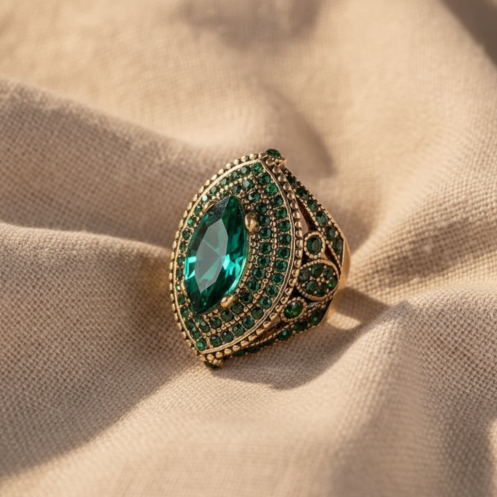emerald regent ring gold — studio