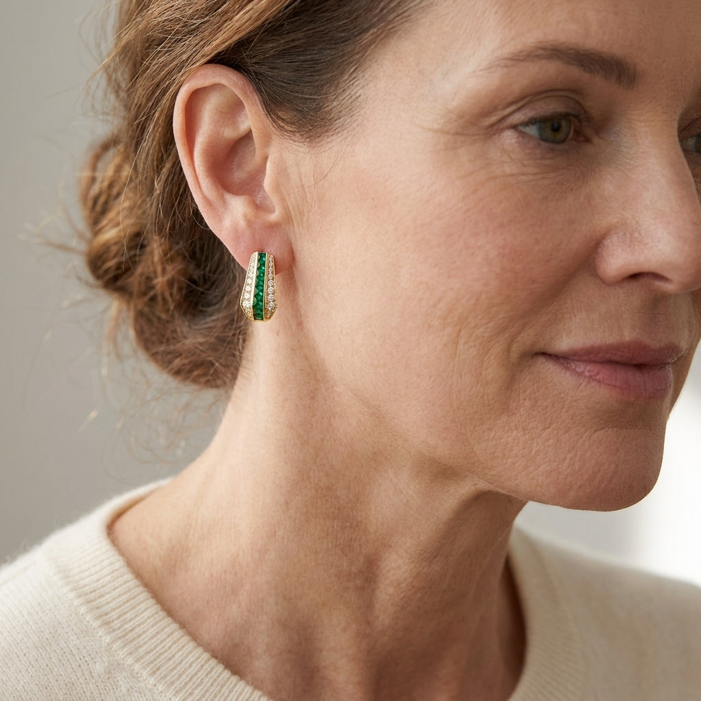 emerald sienna earrings gold — lifestyle