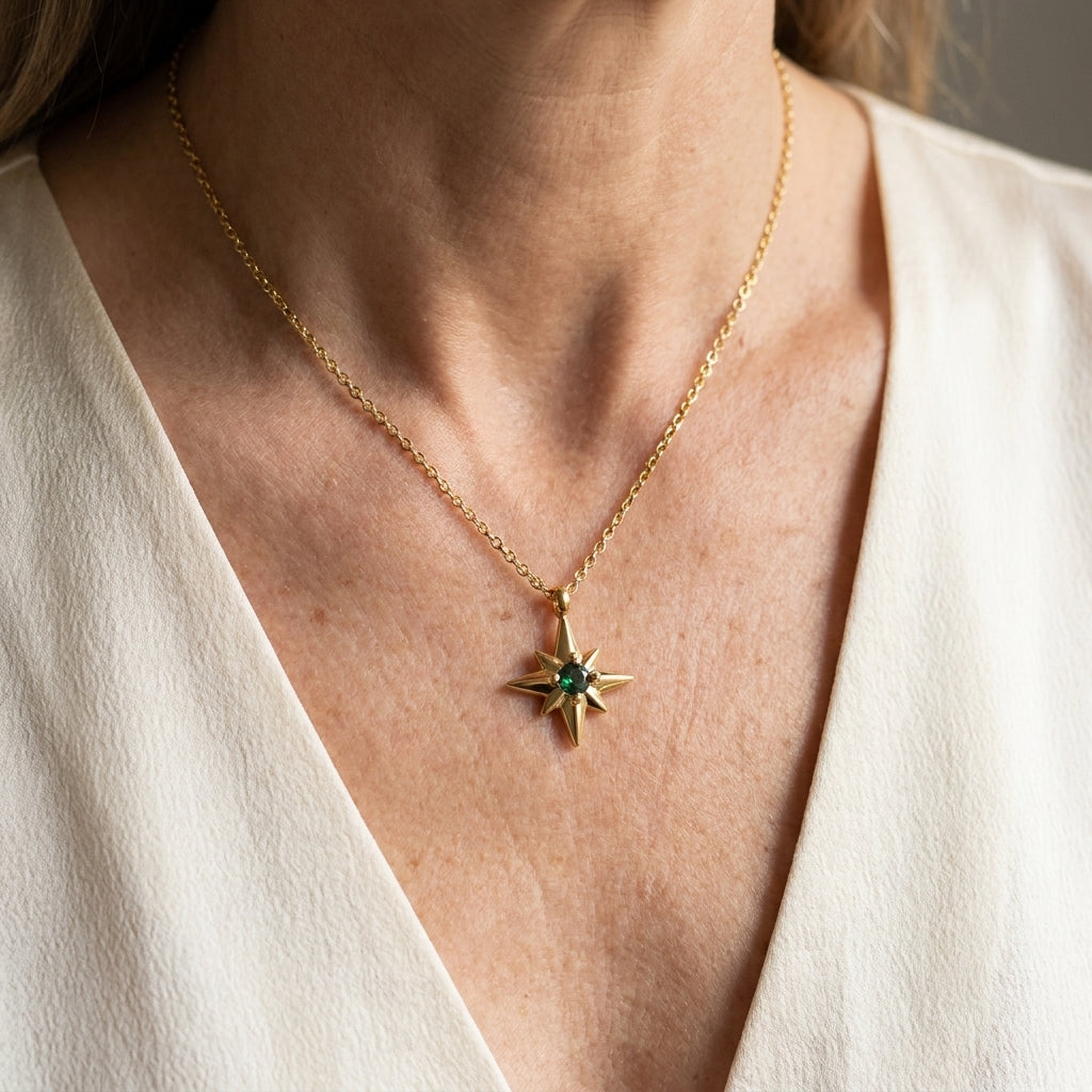 estelle celestial gem necklace gold — lifestyle