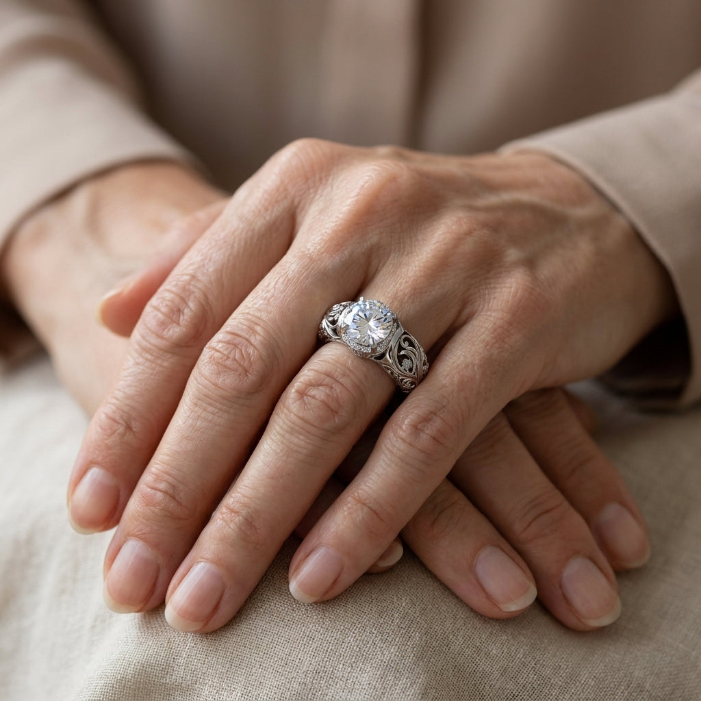 exotic crystal silver ring — lifestyle