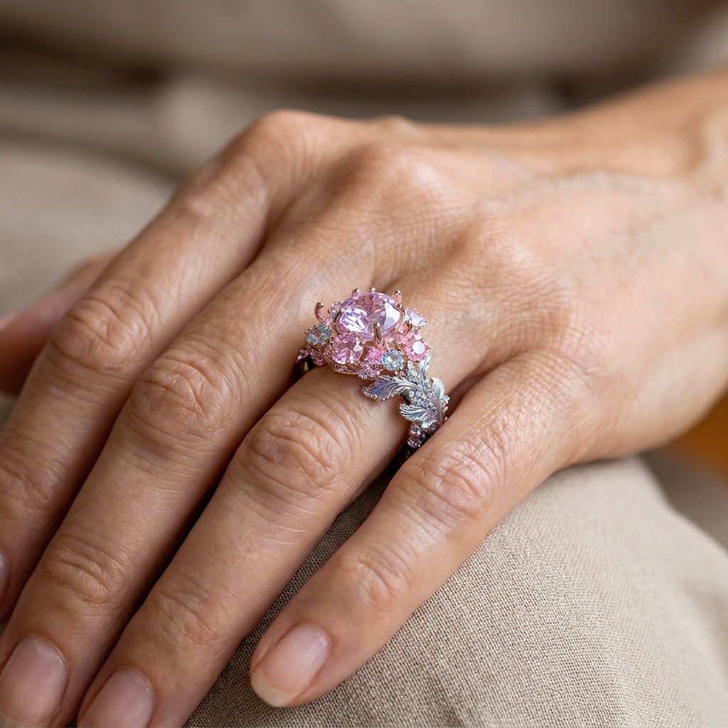 exotic silver plated ring — lifestyle