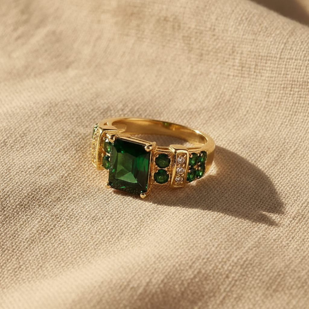 exquisite emerald ring gold 18k — studio