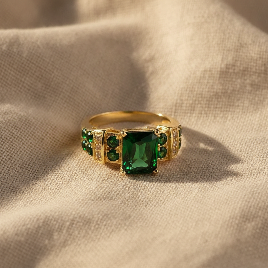 exquisite emerald ring gold 18k — studio
