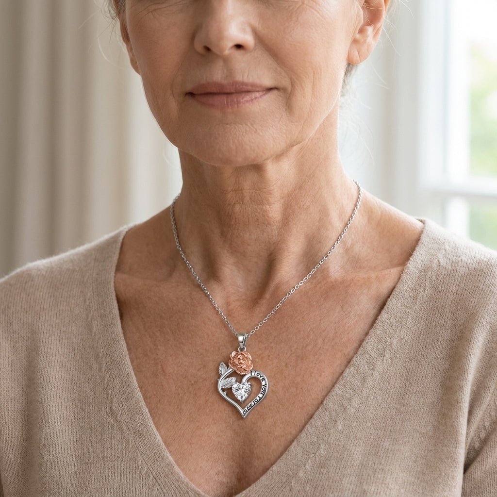 forever rose heart necklace — lifestyle