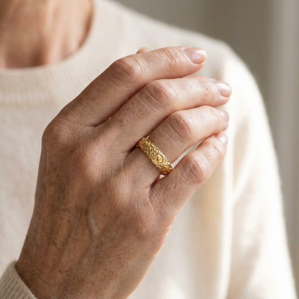gold infinity style ring — lifestyle