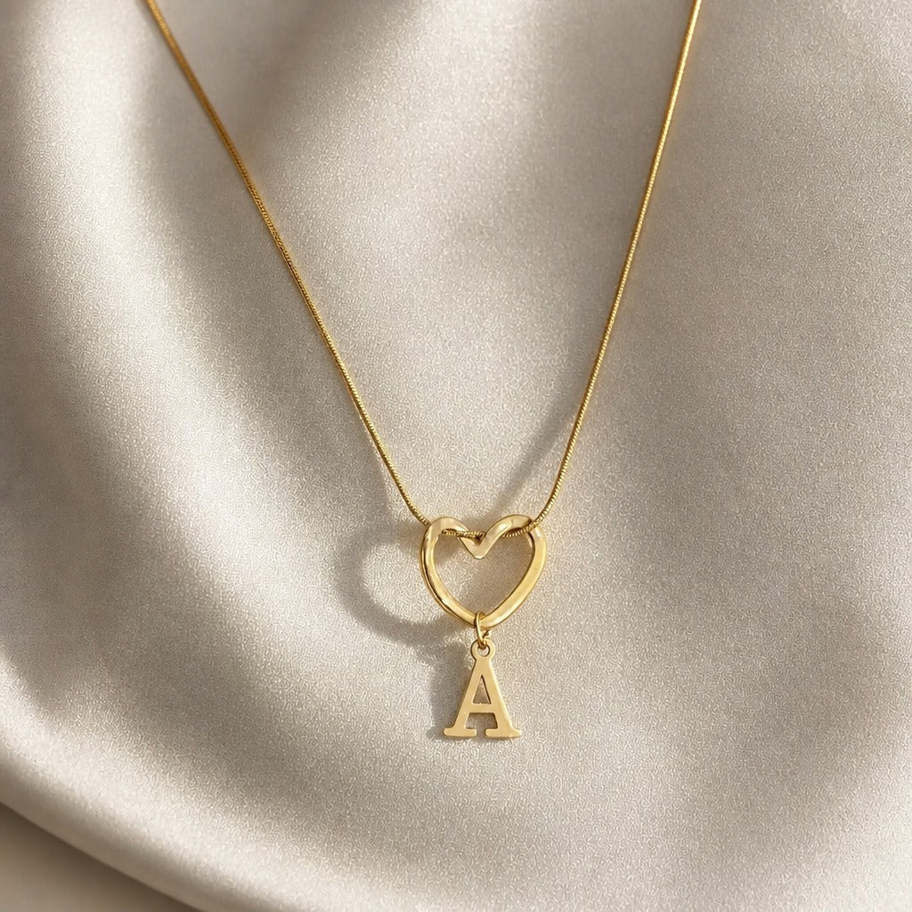 Heart Initial Pendant Necklace with Gold-Tone Chain — view 3