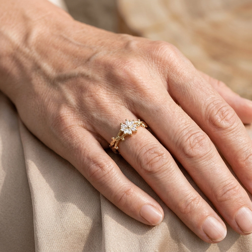golden branch ring — lifestyle