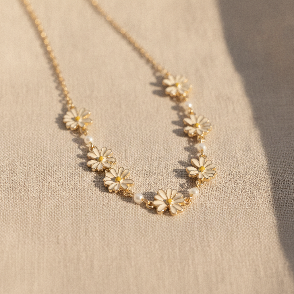 golden daisy necklace — studio
