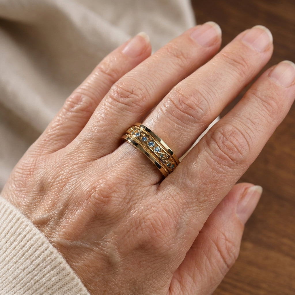 golden infinity ring vintage — lifestyle