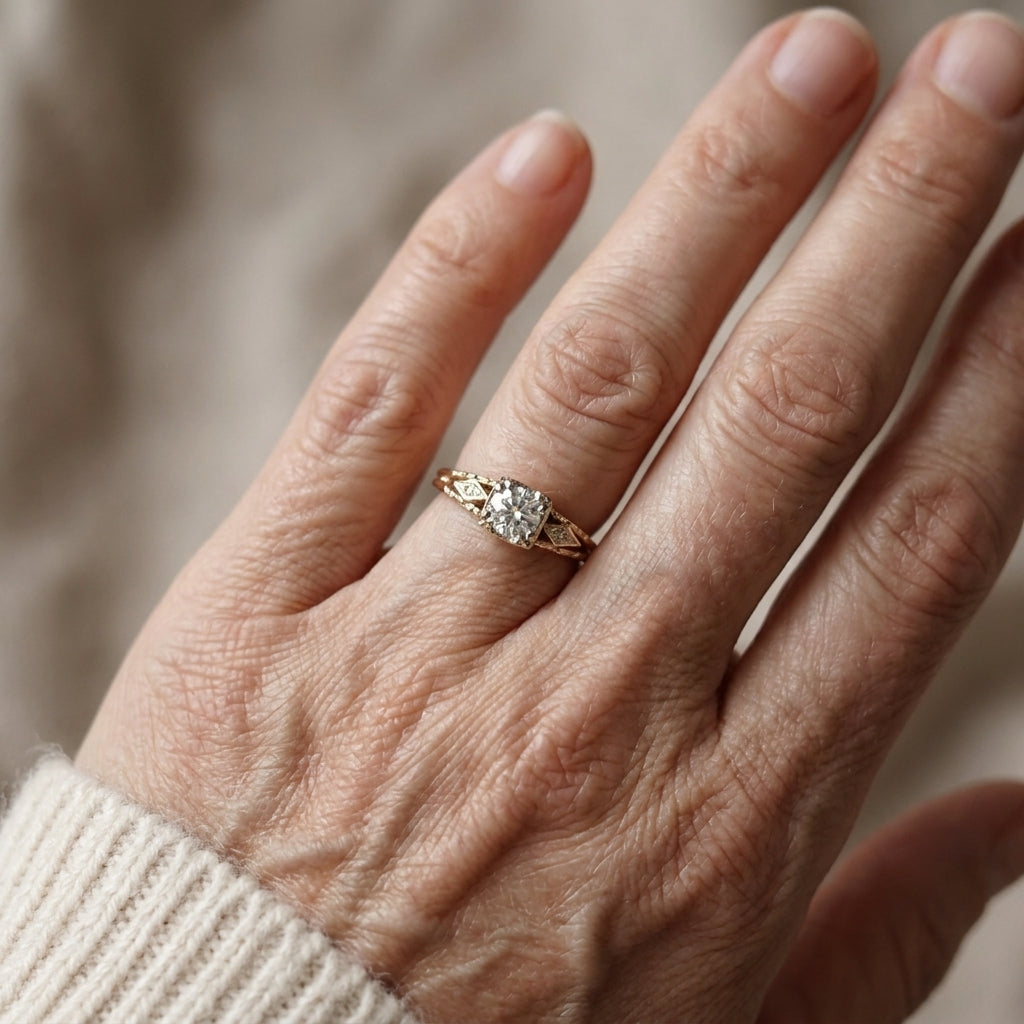 graceful zirconia fine gold ring 1 — lifestyle