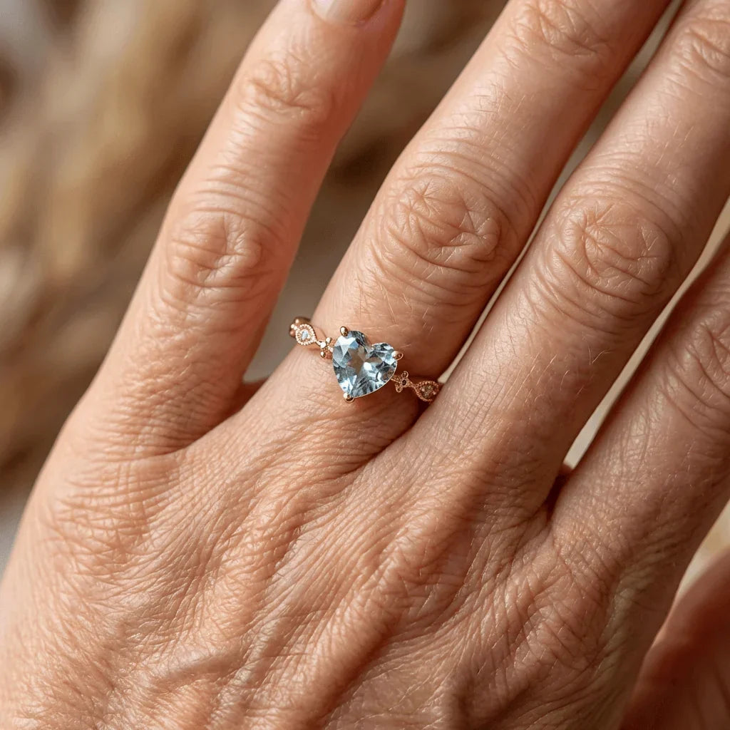 Heart-Shaped Cubic Zirconia Ring with Twisted Gold-Tone Band — view 2