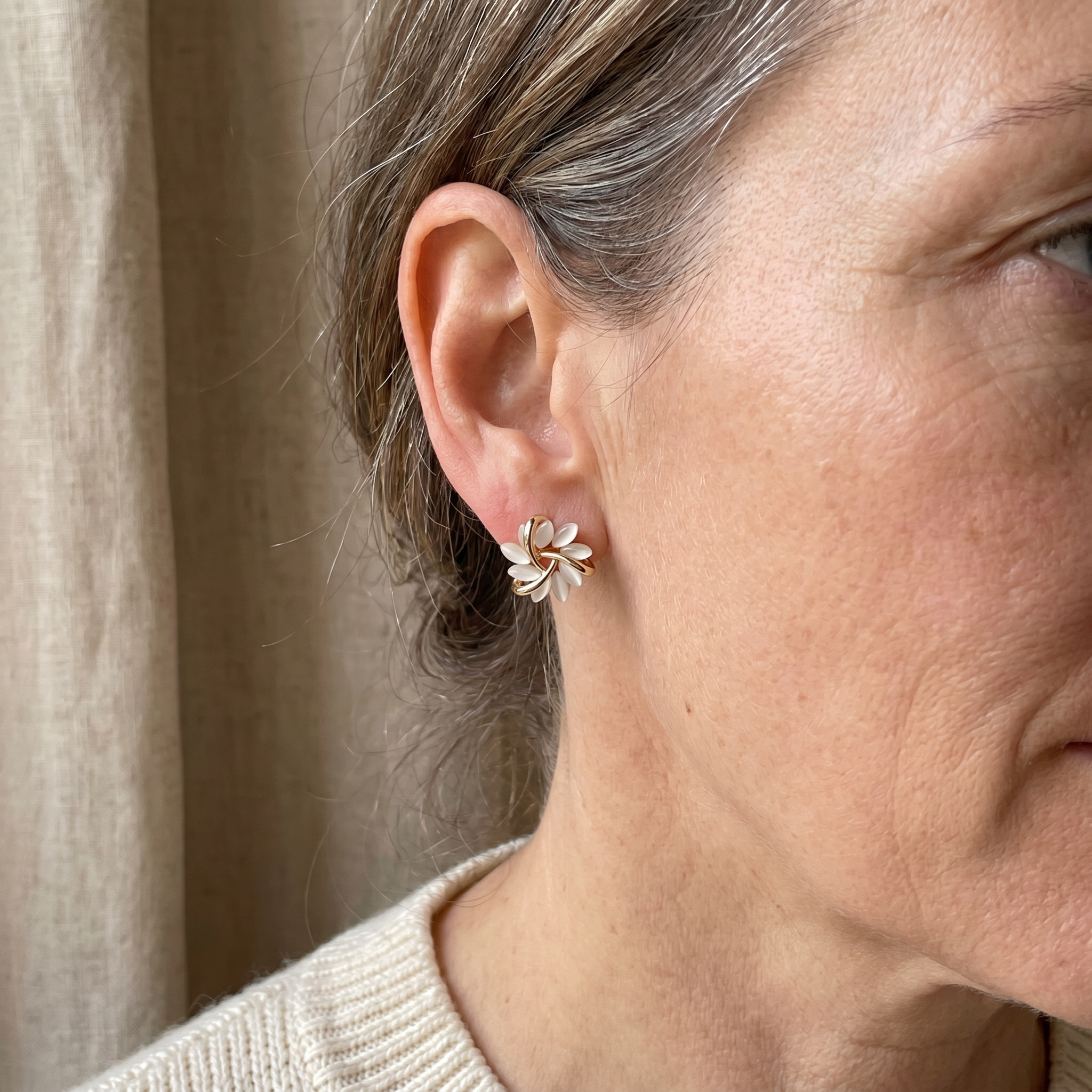 Luxury White Opal Earrings in Gold