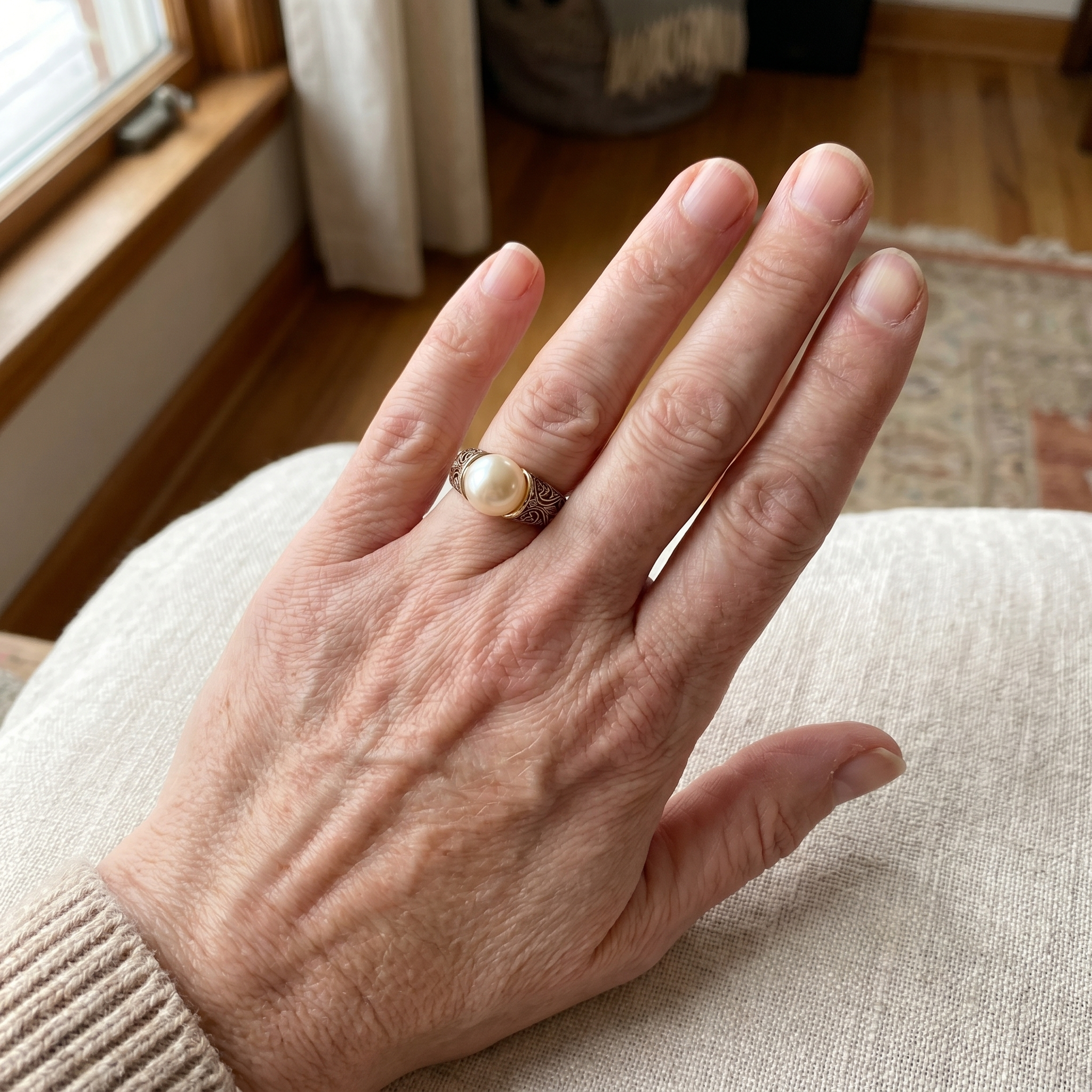 Vintage Pearl Golden Ring