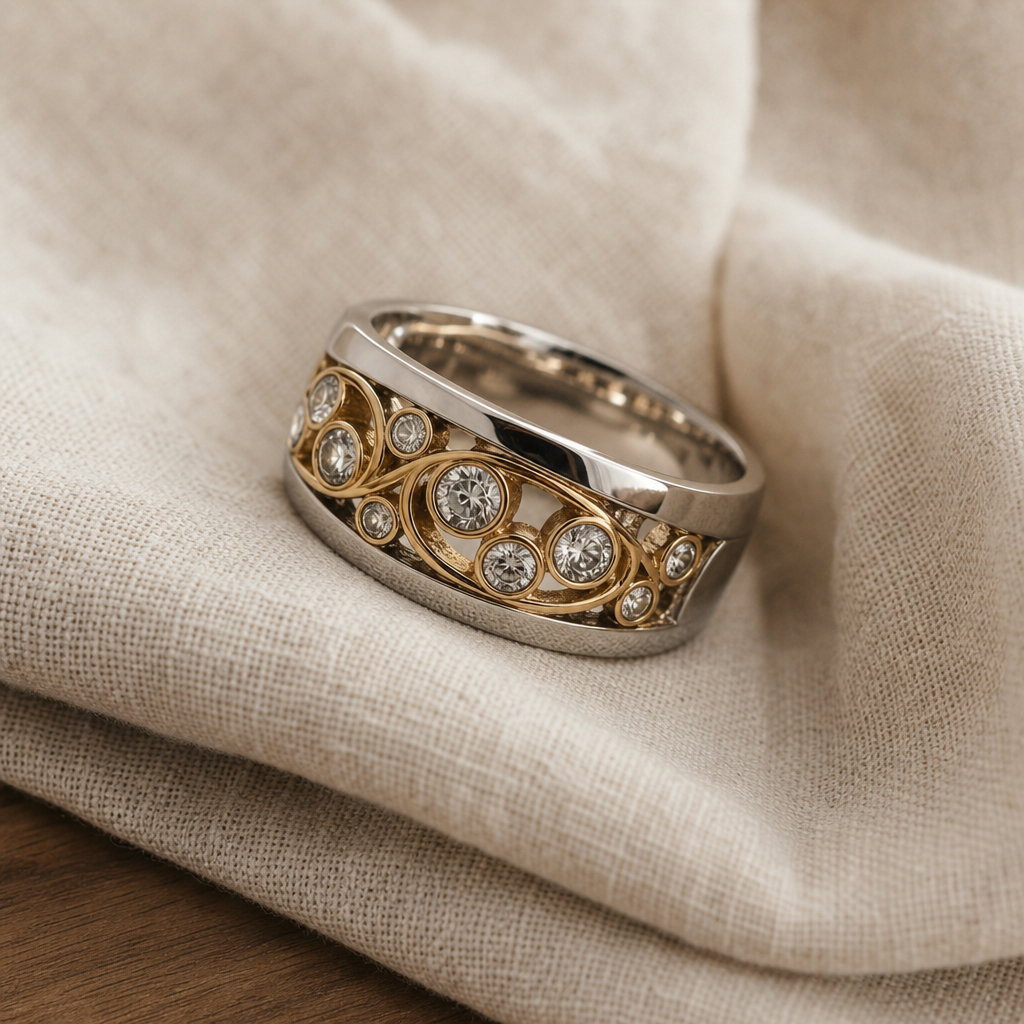 Ivy Leaf Zirconia Statement Ring in Gold and Silver Tone