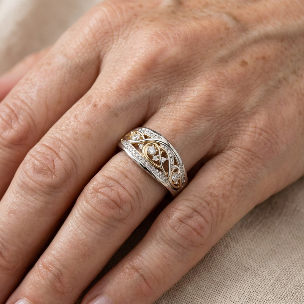 hollow gold silvered ring 1 — lifestyle