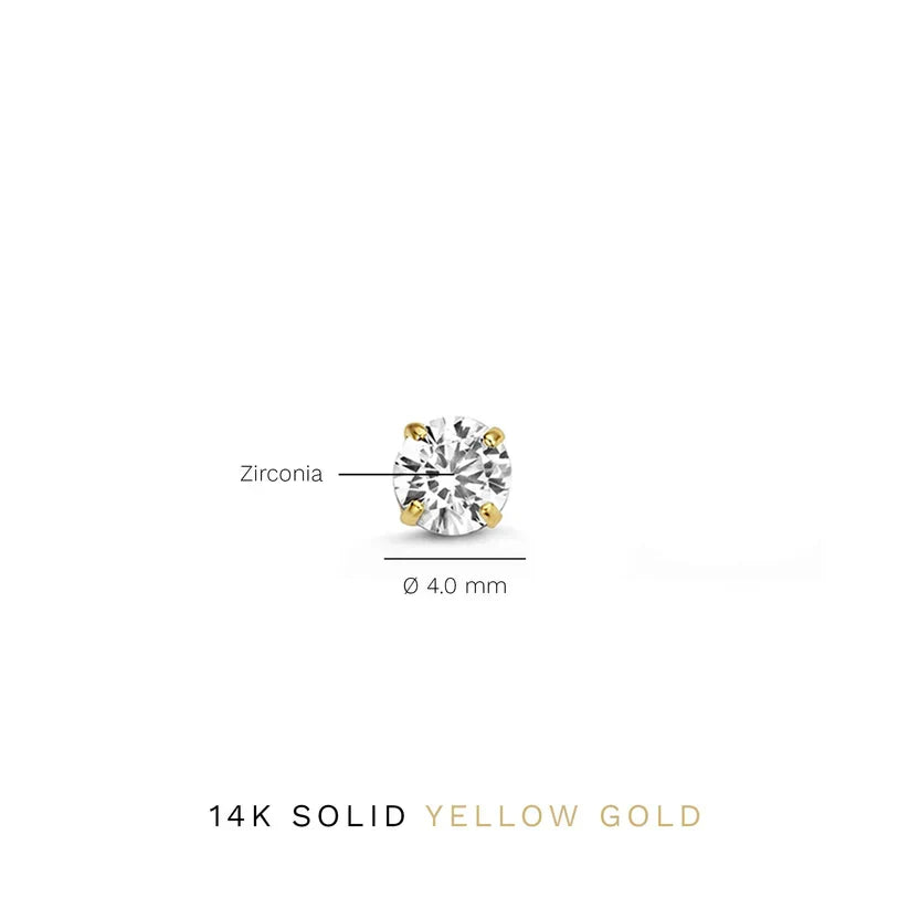 Round Clear Stone Stud Earrings in Gold, White Gold or Rose Gold — view 7