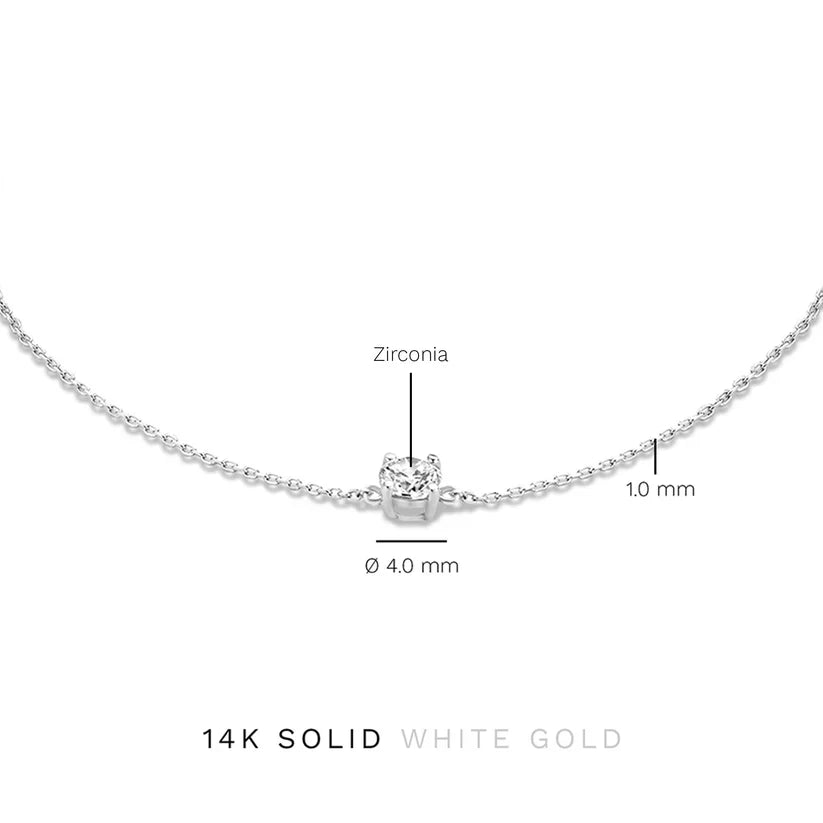 Round Moissanite Solitaire Bracelet with Cable Link Chain — view 8