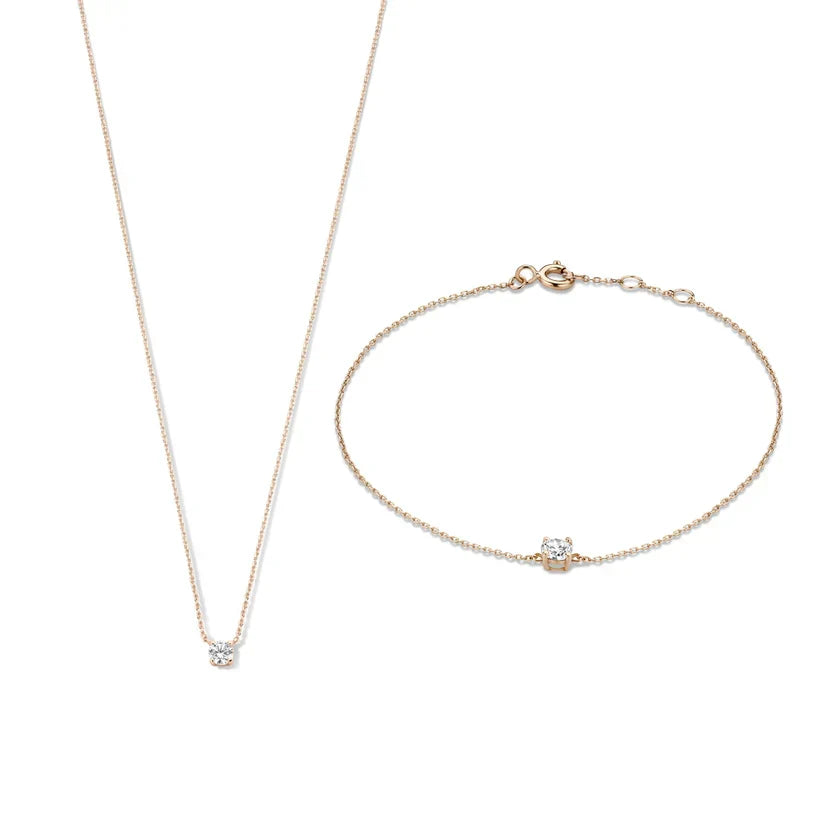 Round Moissanite Necklace & Bracelet Set with Cable Chain — view 3