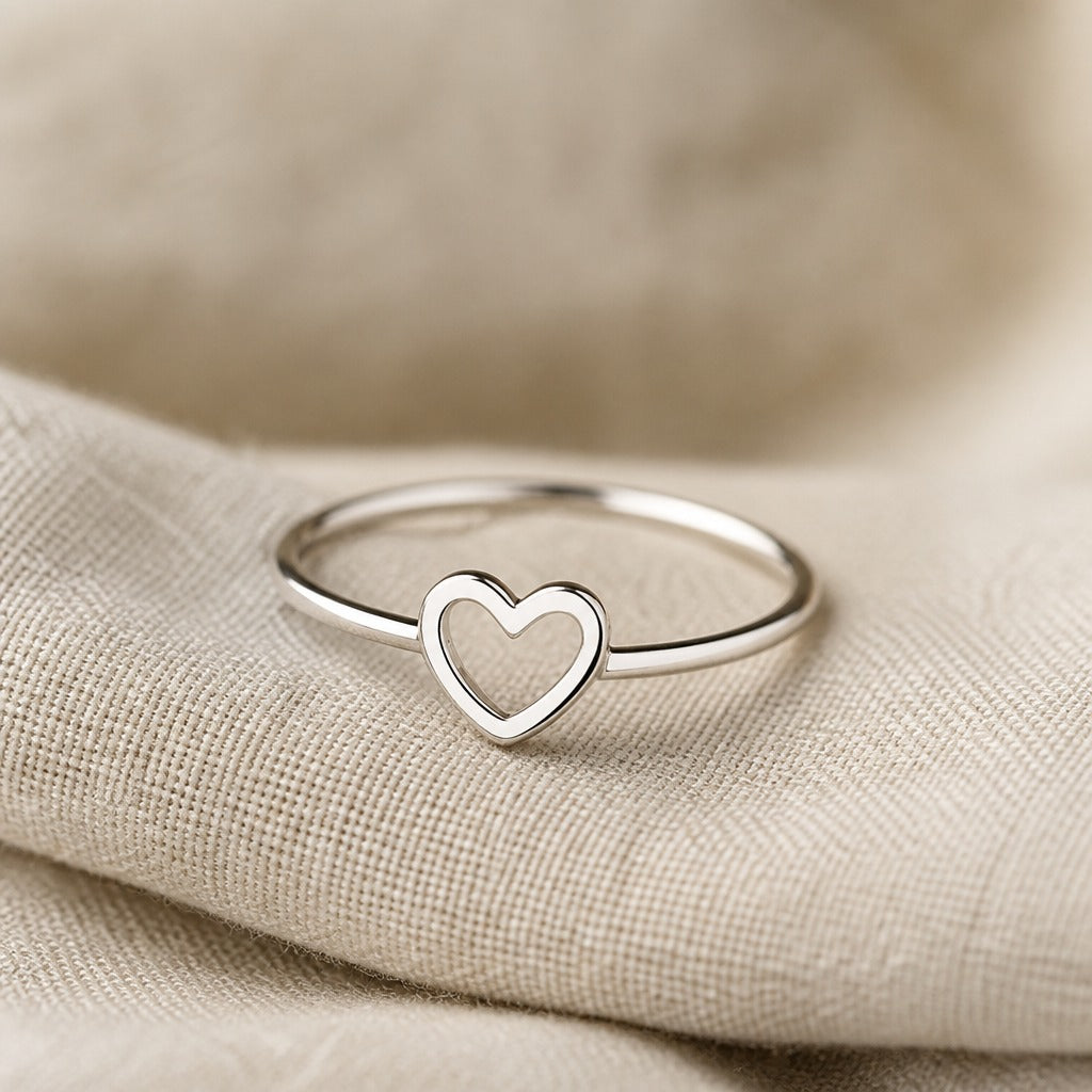 Open Heart Outline Cuff Ring, Gold Tone and Silver Tone — view 2