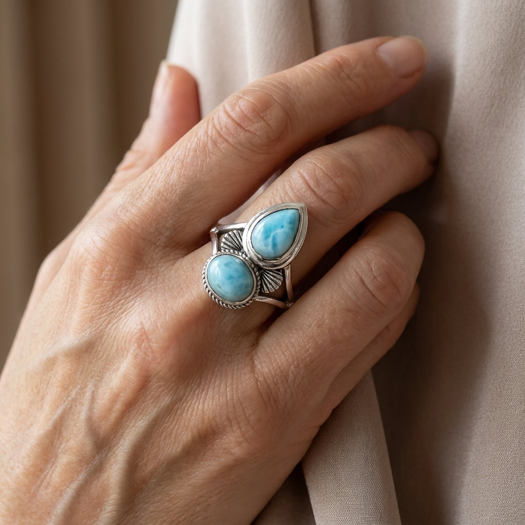 larimar shell ring sterling silver asr9332 — lifestyle