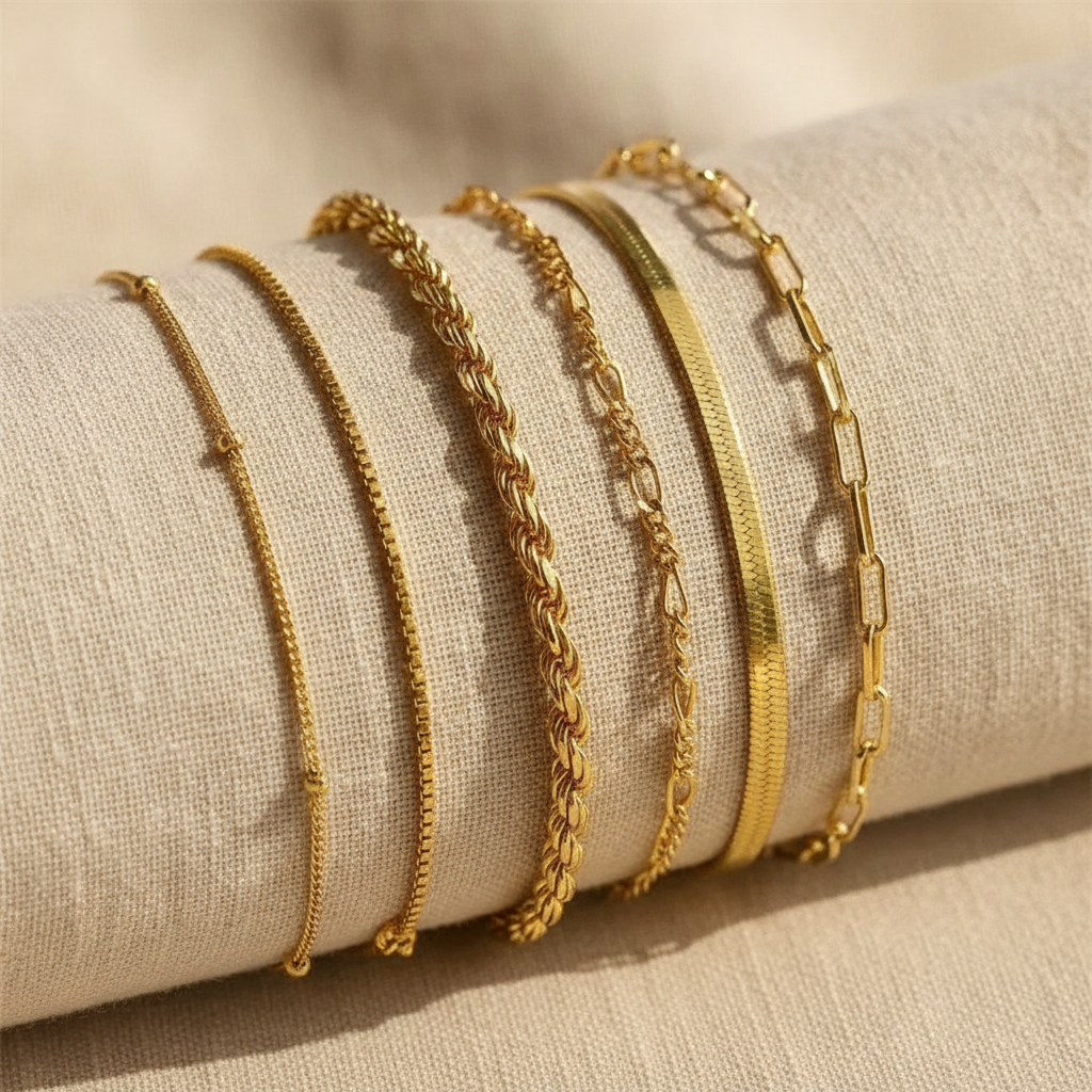 lats 6pcs gold color bracelet set boho retro thick twist cuban chain bracelet for women 2023 trendy quality jewelry gifts — studio