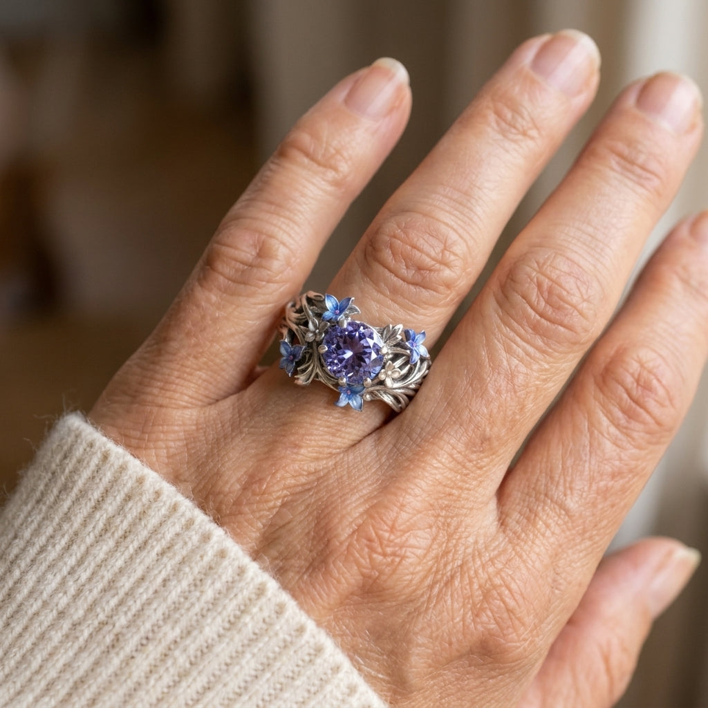 lavender bloom heirloom ring — lifestyle