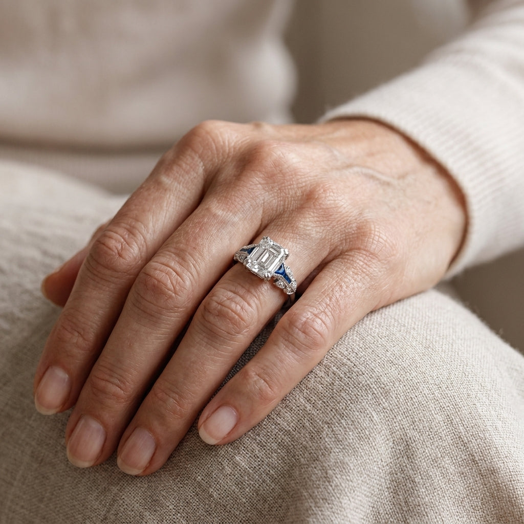 lavish blue silver ring — lifestyle